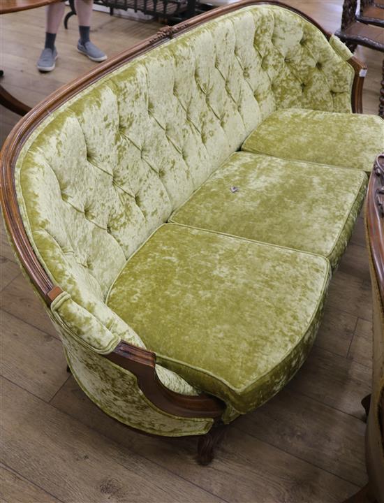 A re-upholstered Edwardian sofa W.180cm
